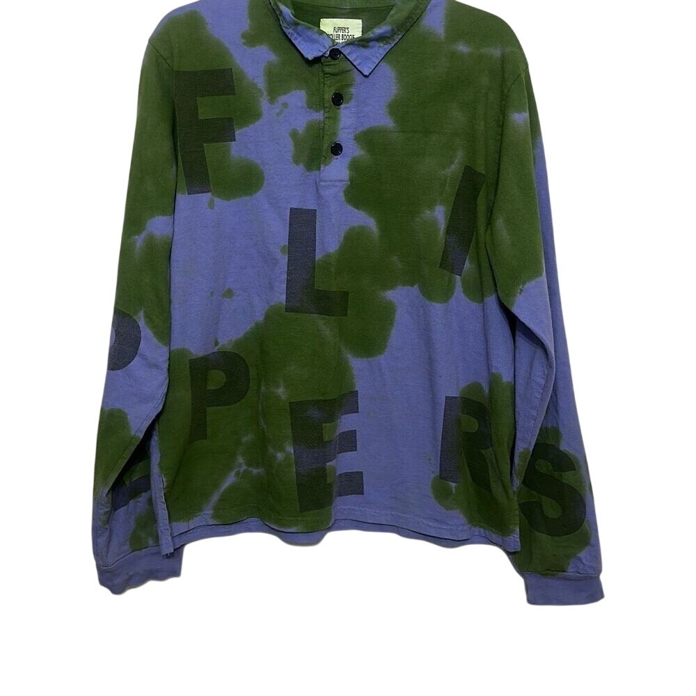 Flippers Roller Boogie Palace Tie Dye Long Sleeve Polo Men's Medium